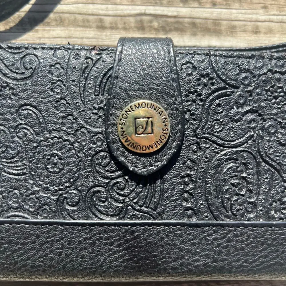 Stone Mountain Convertible Wallet Crossbody Black Embossed Travel Organizer - Picture 11 of 16